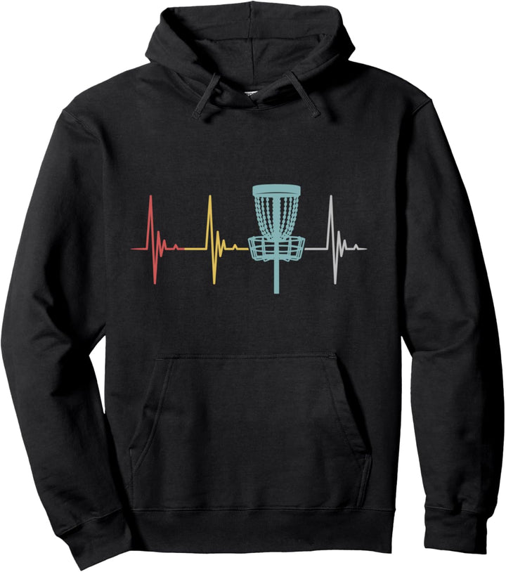 Disc Golf Retro Herzschlag Geschenk Frisbee Discgolfer Pullover Hoodie