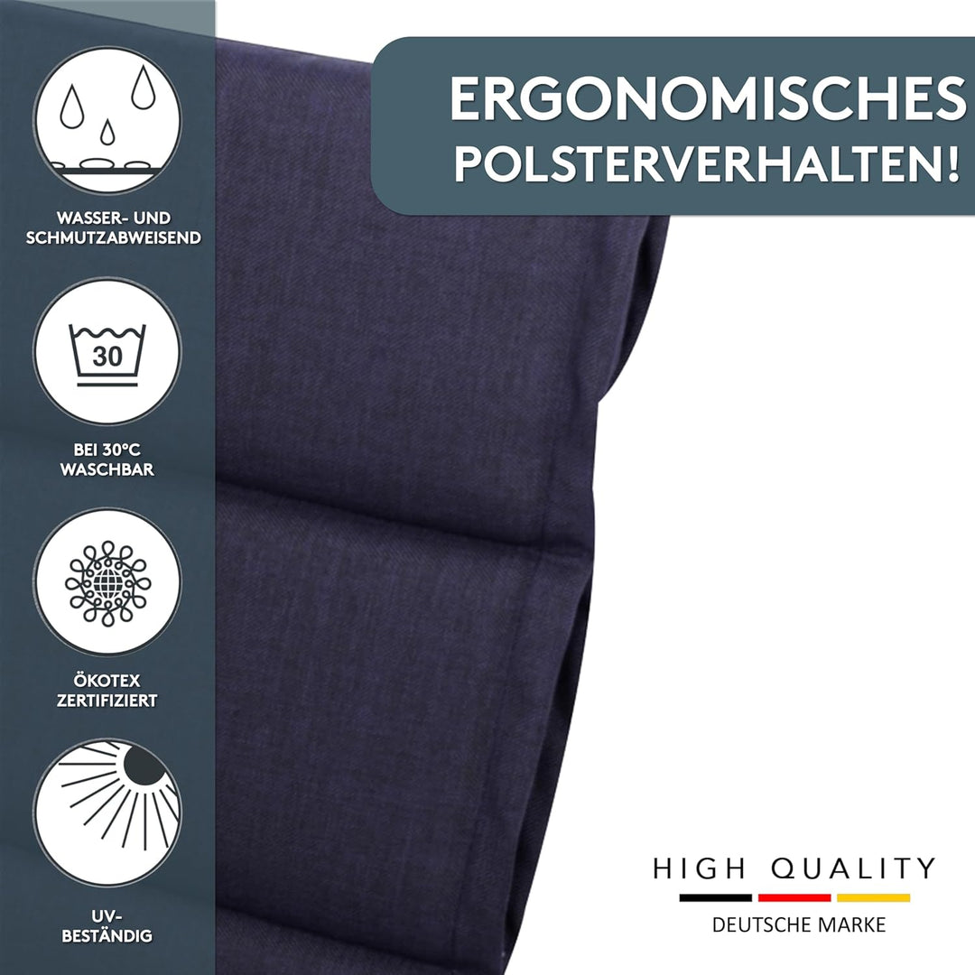 LILENO HOME Gartenstuhl Auflagen als [2er Set - Niedriglehner] in Dunkelblau - Bequeme Liegen als Si