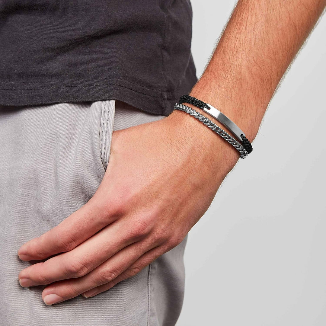 FOSSIL Armband Für Männer Vintage Casual, Innenlänge: 180mm - 195mm Silber Edelstahlarmband, JF03325