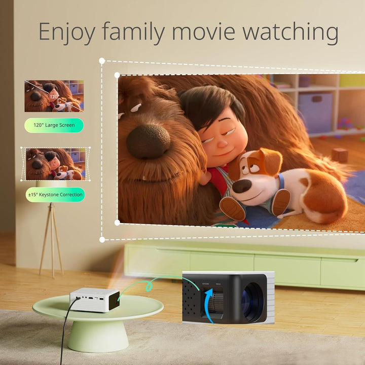 YOTON Mini Beamer, Projektor tragbarer 1080P Full HD, Y3 Heimkino Mini Projektor, kompatibel mit Sma
