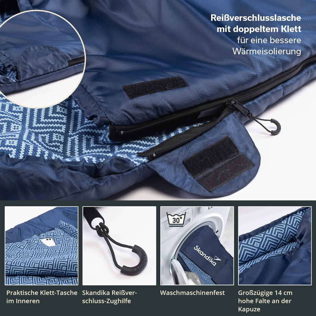 Skandika Deckenschlafsack Dundee Flanell | Baumwolle, Luxus-Qualität, koppelbar, Doppelschlafsack, 3