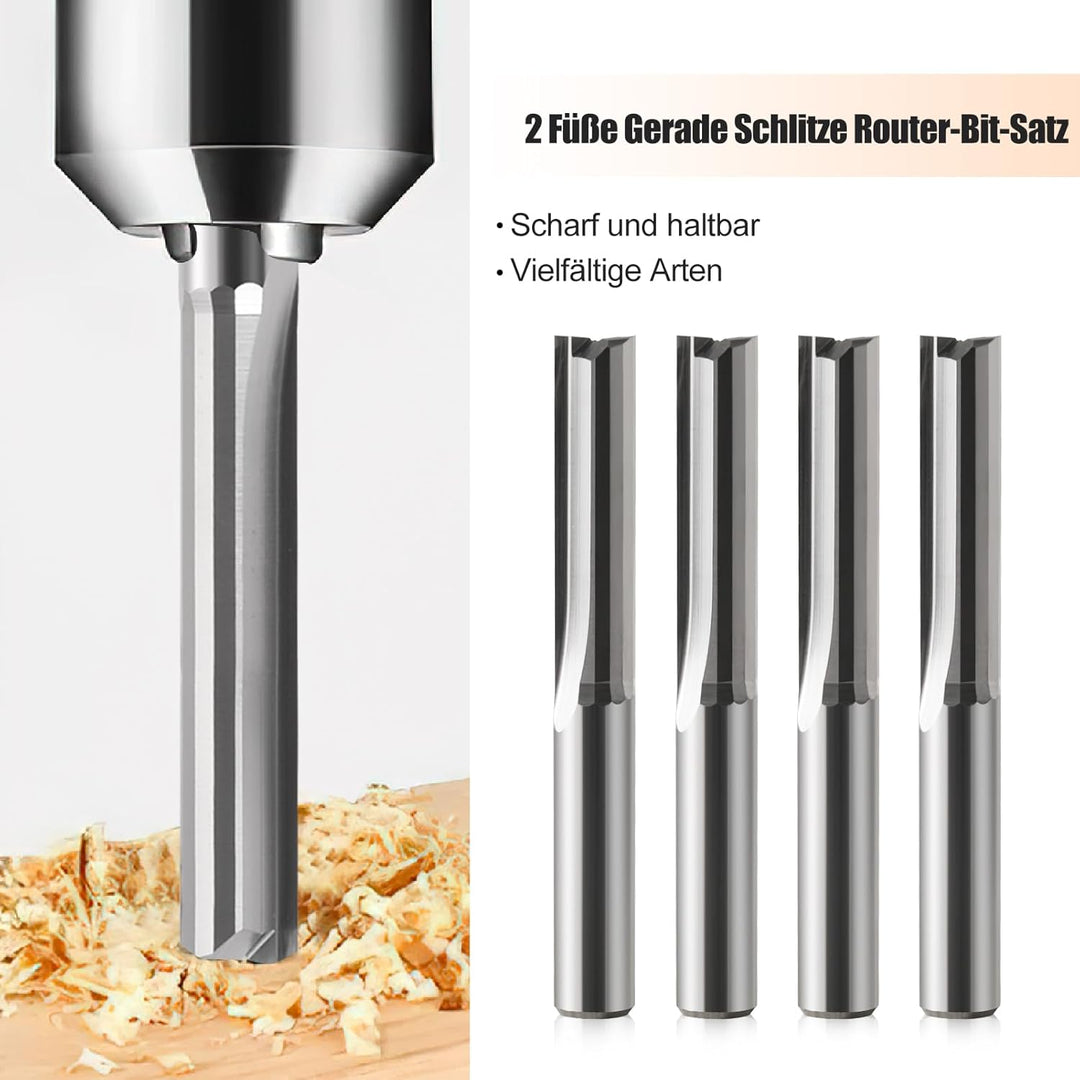 10 Stück CNC-Fräser, gerader Fräser mit 1/8 Zoll Schaft, gerade Nuten, 2-Nuten, 22 mm CEL/45 mm OAL,