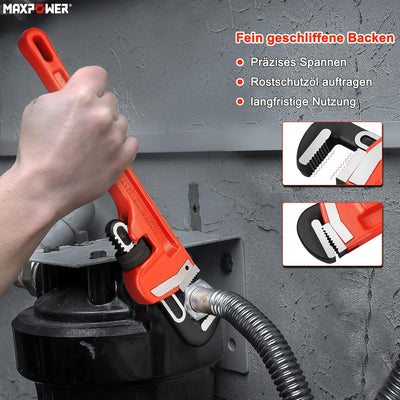 MAXPOWER 2 Stücke Rohrzangen Set 250mm/350mm rohrzange profi Wasserpumpenzange Rohrreparaturwerkzeug
