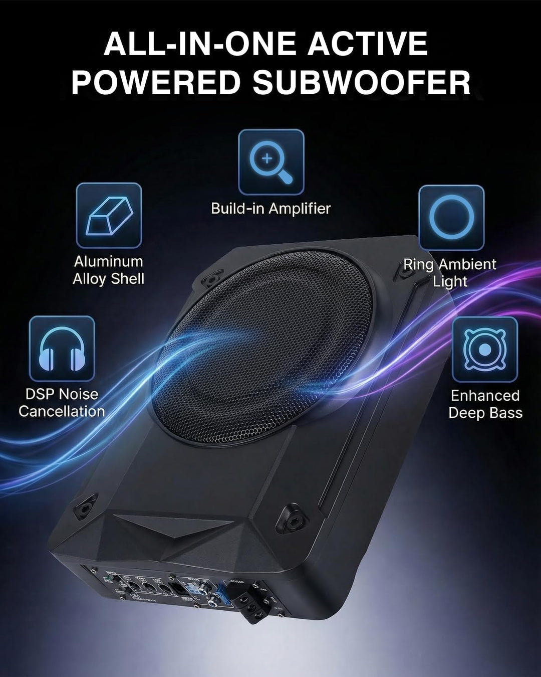 Aktivsubwoofer, Ultraflacher Auto-Subwoofer, Geeignet für Auto/Truck, Mit Integriertem Verstärker, U