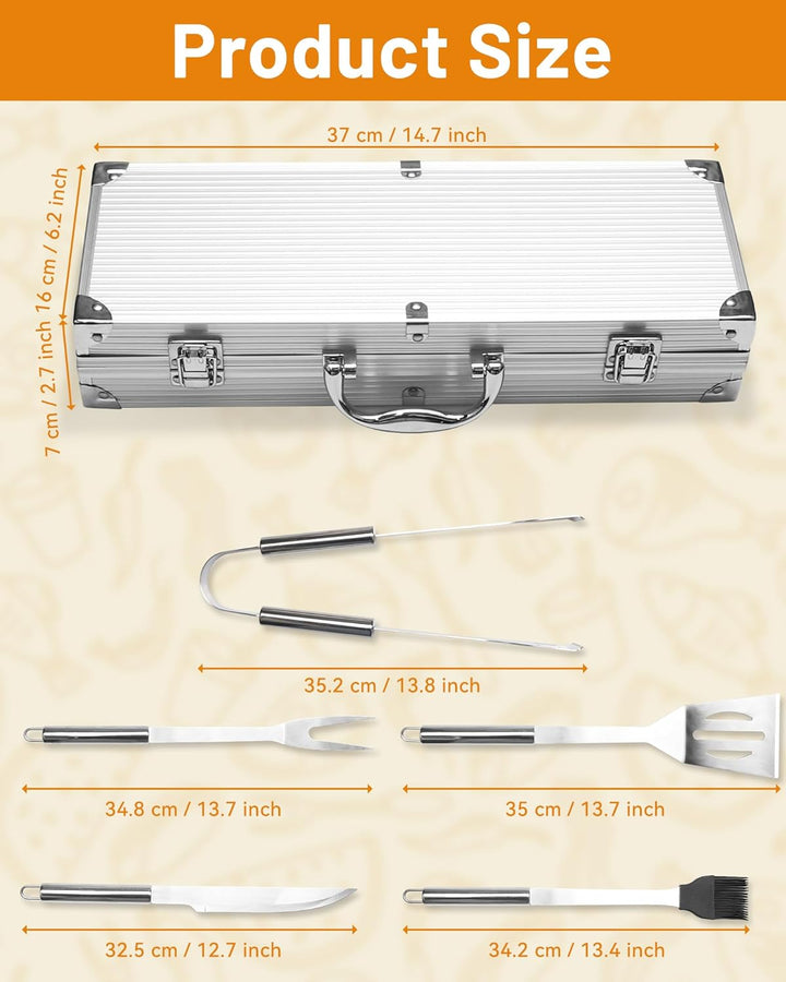 5PCS Edelstahl Grillset für Geschenk - BBQ Grillbesteck Set Edelstahl Grillzubehör-Set Grillset Für