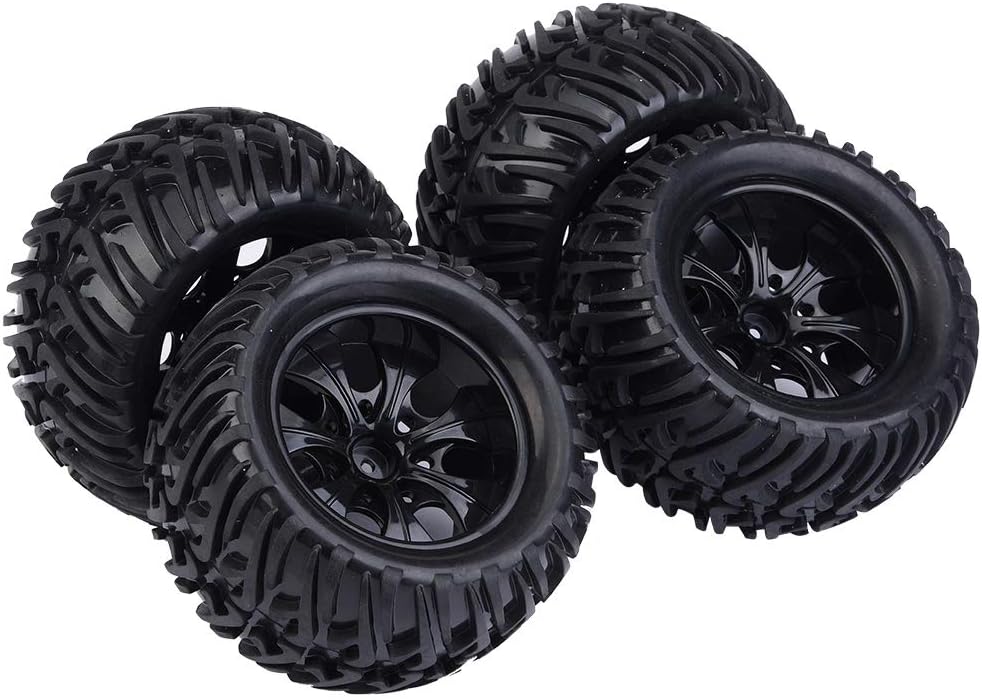 Dilwe RC Auto Reifen, 4 Stück Y-förmigen Muster Reifen Gummireifen mit Naben für 1/10 Skala RC LKW A