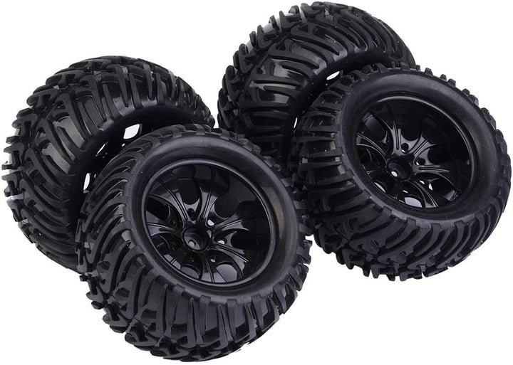 Dilwe RC Auto Reifen, 4 Stück Y-förmigen Muster Reifen Gummireifen mit Naben für 1/10 Skala RC LKW A
