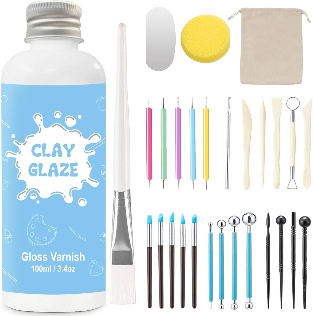 100ml air dry clay glaze und 29pcs modellierwerkzeug Werkzeug, ton glasur ohne brennen Schützt die K