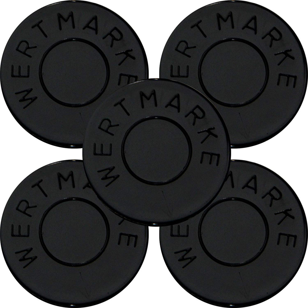 5000 Pfandmarken Wertmarken Durchmesser 30mm Farbe Schwarz mit beidseitiger Aufschrift"Wertmarke" -