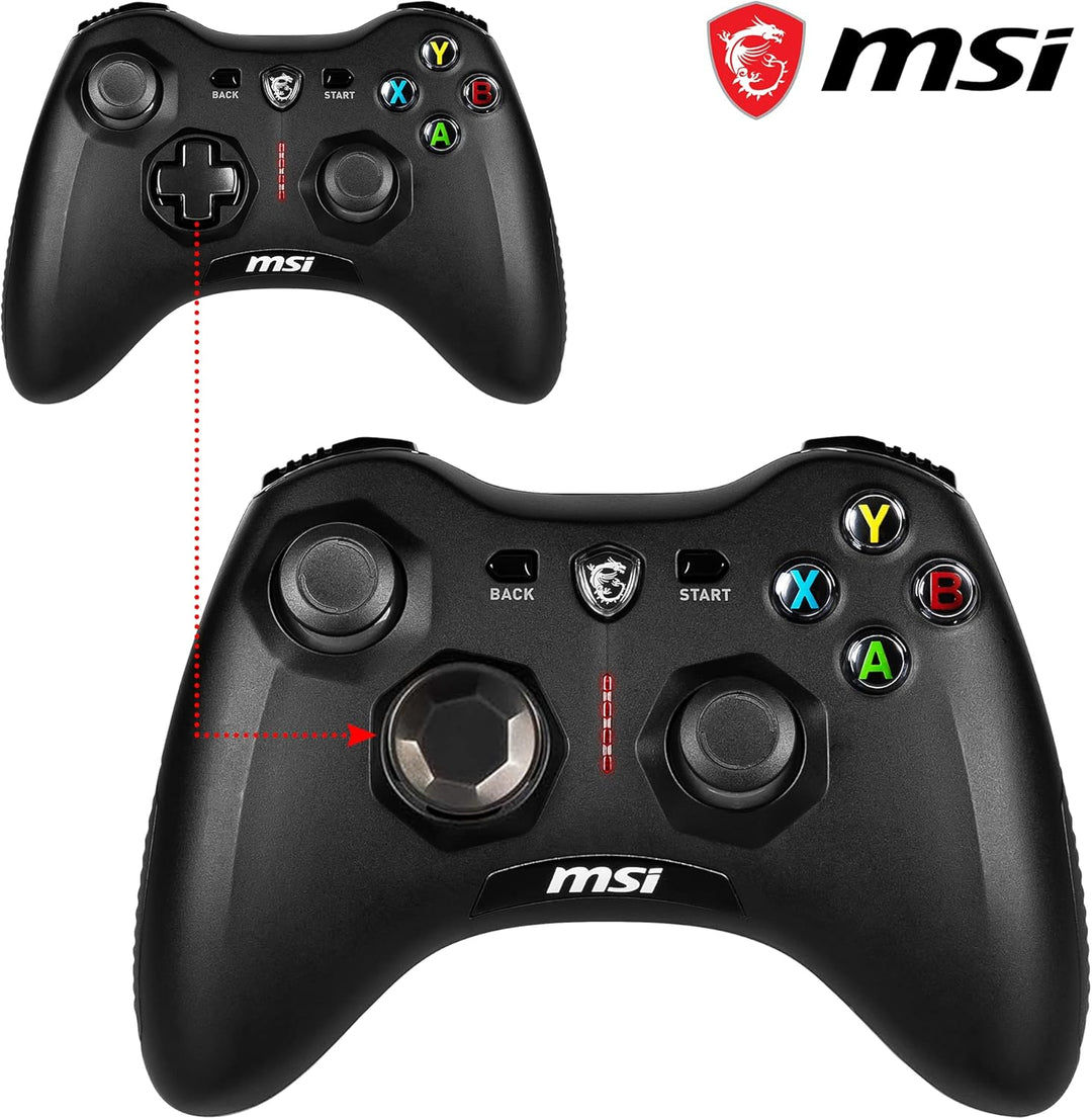 MSI FORCE GC30 V2 Kabelloser PC-Gamepad Controller - 2,4 GHz, 600mAh Li-Ionen-Akku, austauschbare D-