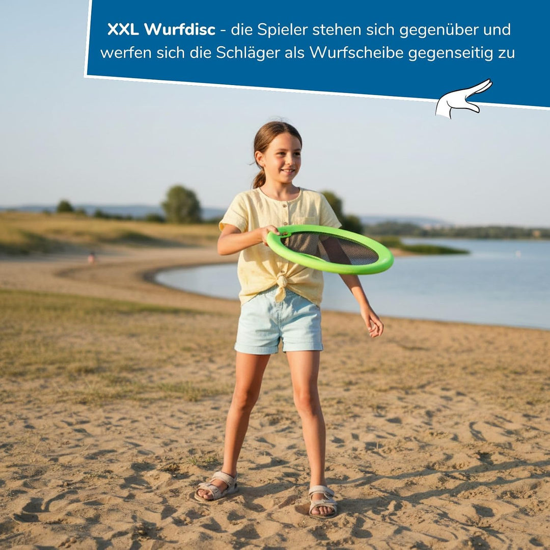 alldoro 2 in 1 Beachball-Set &amp; Wurfscheibe, 2 Schläger Ø 40 cm &amp; 2 Bälle 60049, 60049