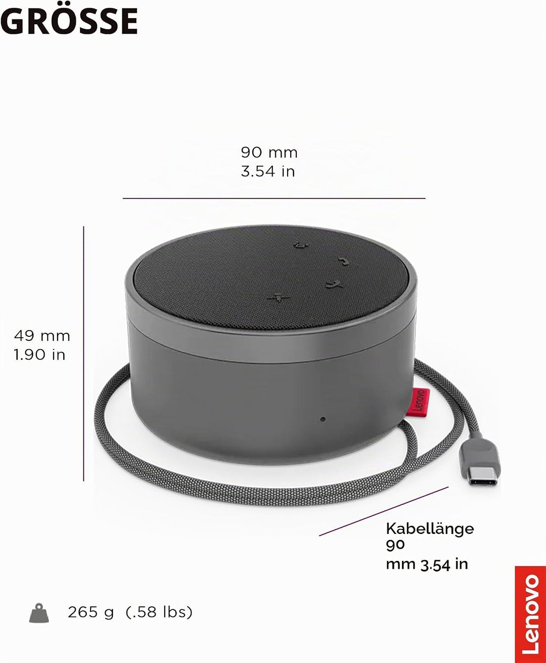 Lenovo Go Wired Speakerphone, Schwarz
