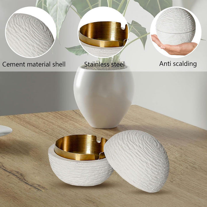 Aschenbecher mit Deckel - Aschenbecher für Draussen Innen - Outdoor Minimalismus Schwarz Weiss Grau