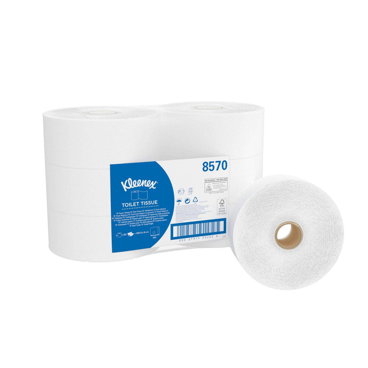 Kleenex Jumbo Toilettenpapierrolle 8570 – 6 Rollen mit je 500 weissen, 2-lagigen Blättern
