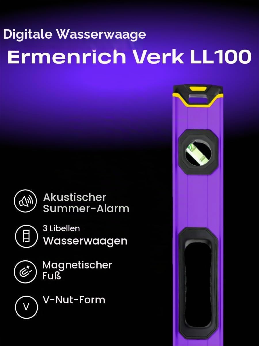 Verk LL100 Digitale Wasserwaage Professionell Winkelmesser 0–360°