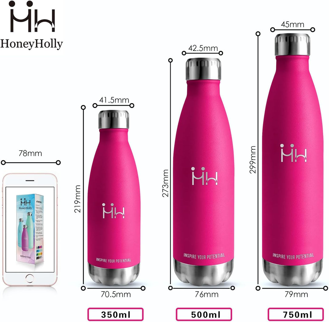 HoneyHolly Trinkflasche Edelstahl - 750ml - Thermosflasche, BPA-Frei, Trinkflasche Sport - Auslaufsi