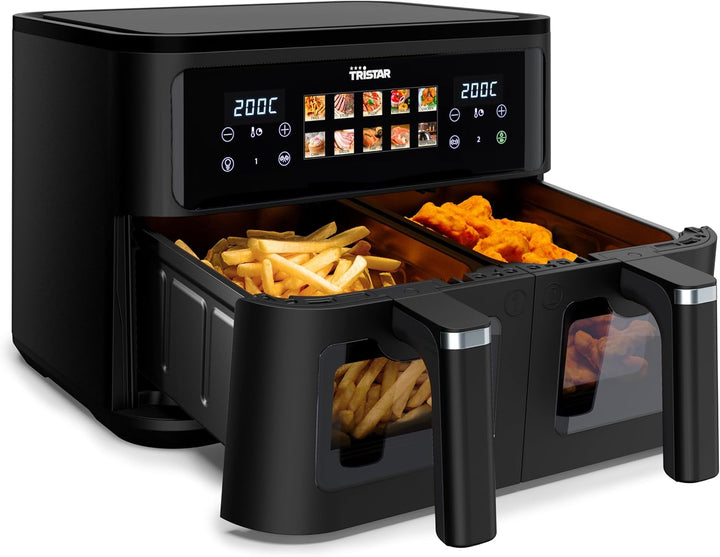 Tristar Doppelkorb-Heissluftfritteuse, 9 L Gesamtkapazität, 2500W, 10 Programme, Digitale Steuerung,