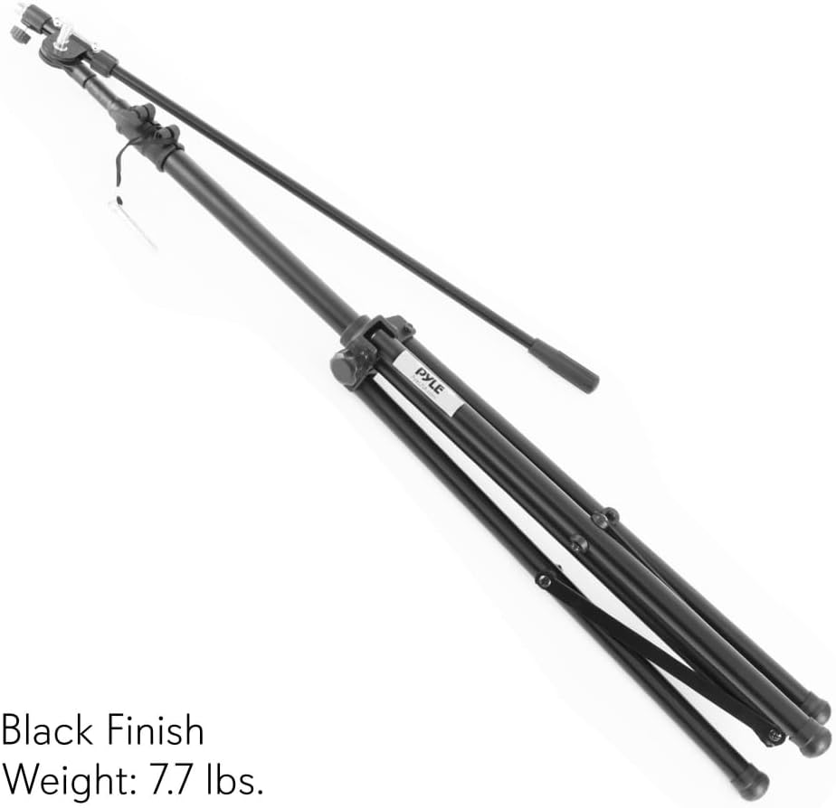 Pyle Mikrofonständer mit Galgenarm – Schweres Mikrofonstativ höhenverstellbar 130–200cm, stabil, 5/8