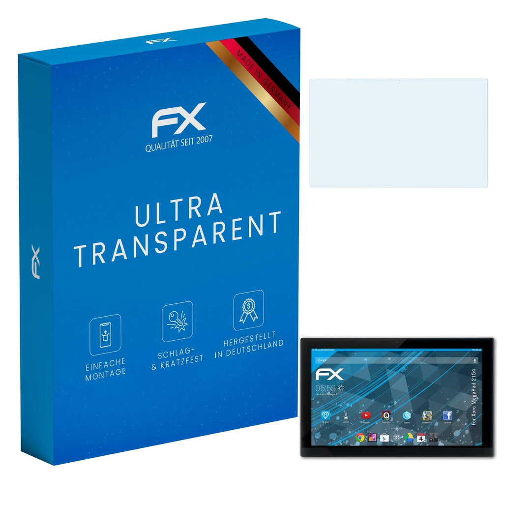 atFoliX Schutzfolie kompatibel mit Xoro MegaPad 2154 Folie, ultraklare FX Displayschutzfolie (2X)