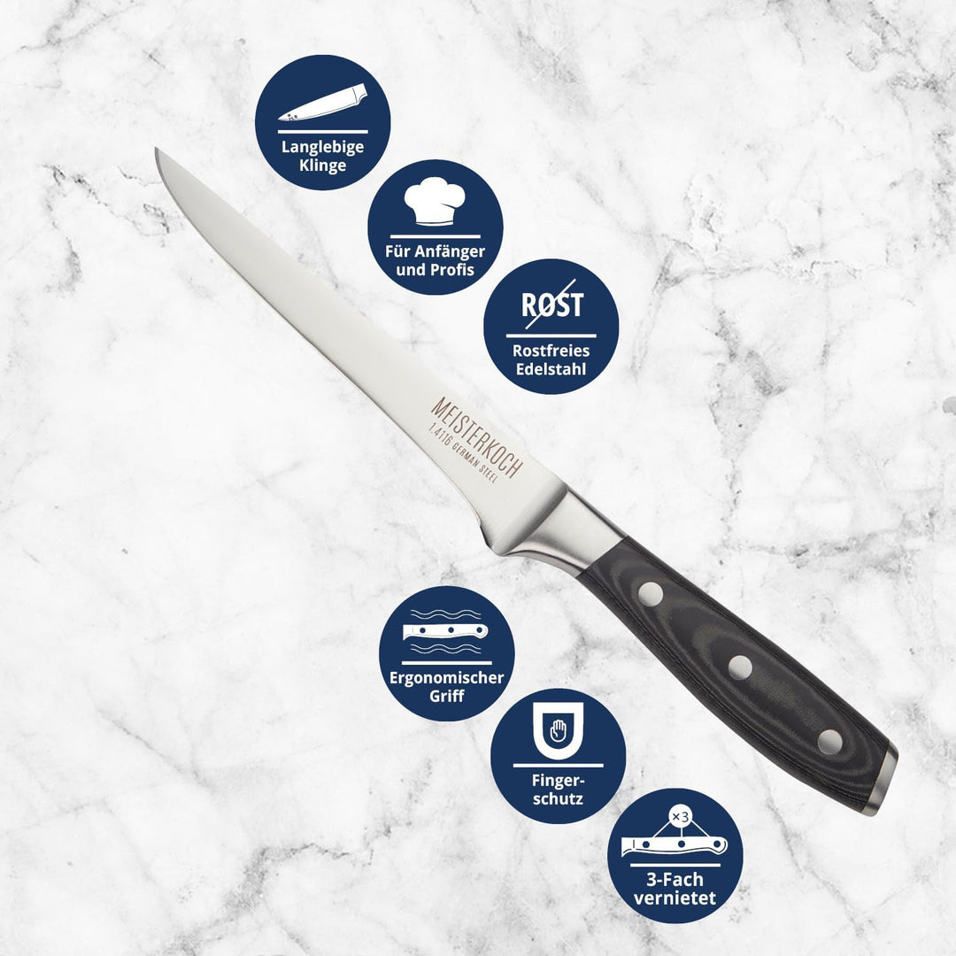 MEISTERKOCH Ausbeinmesser Messer Küchenmesser | 15 cm Klinge aus rostfreiem deutschen Edelstahl | er
