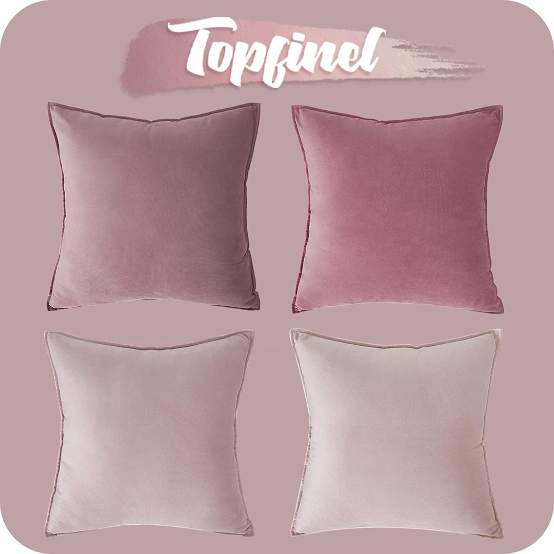 Topfinel Kissenbezug 50x50 cm rosa 4er Set Samt Kissenbezüge Kissenhülle Dekokissenbezug sofakissen