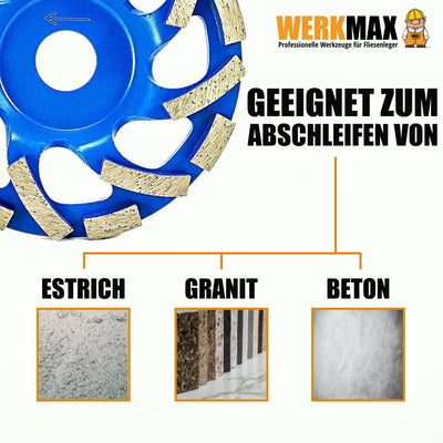 WERKMAX Absaughaube für Winkelschleifer + PREMIUM Diamantschleiftopf 125 mm blau