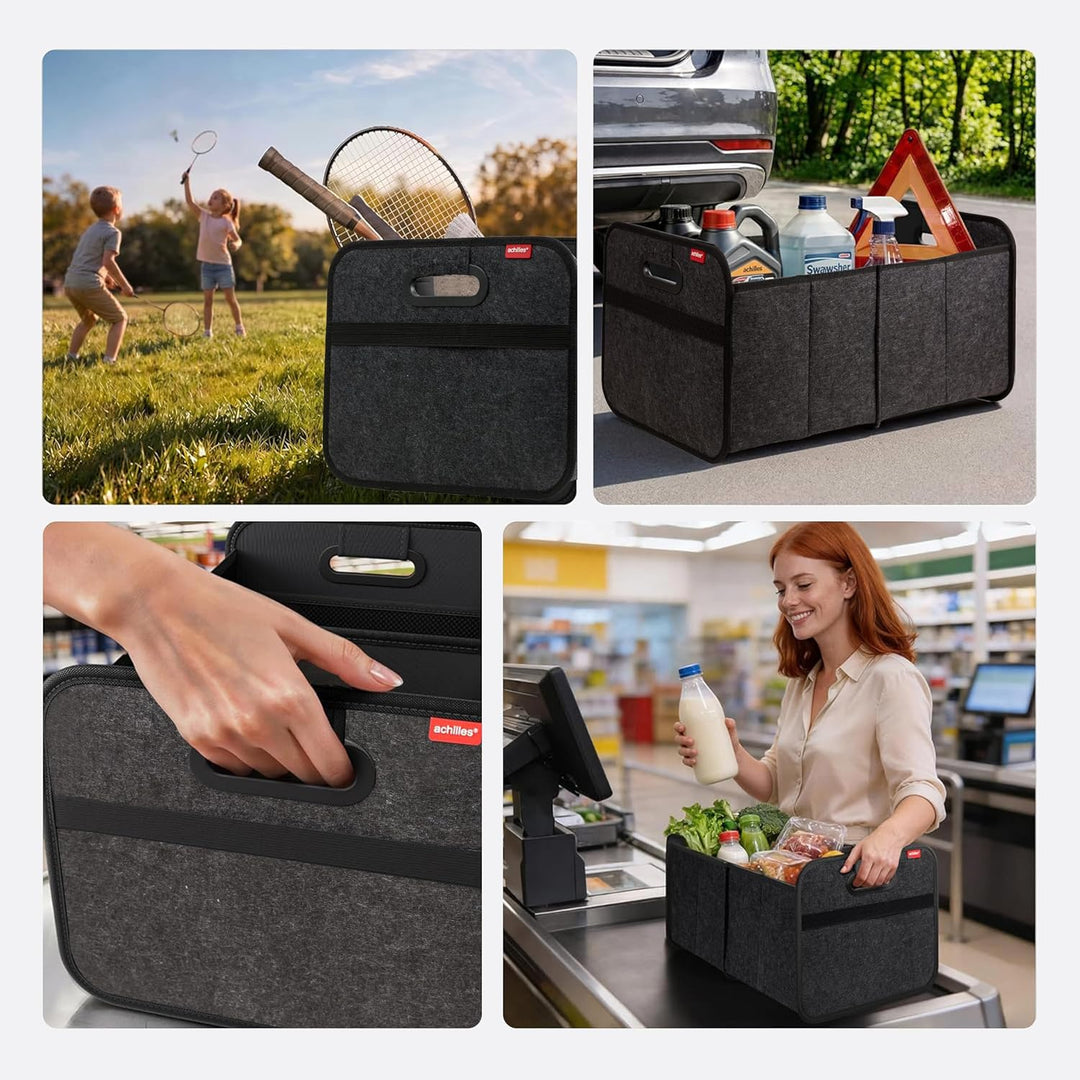 Achilles Auto-Faltbox XL - Filz-Kofferraumtasche Mit Grossem Stauraum - Einkaufstasche - Aufbewahrun