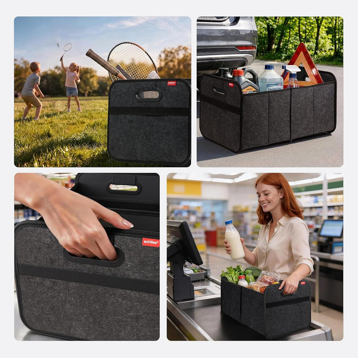 Achilles Auto-Faltbox XL - Filz-Kofferraumtasche Mit Grossem Stauraum - Einkaufstasche - Aufbewahrun