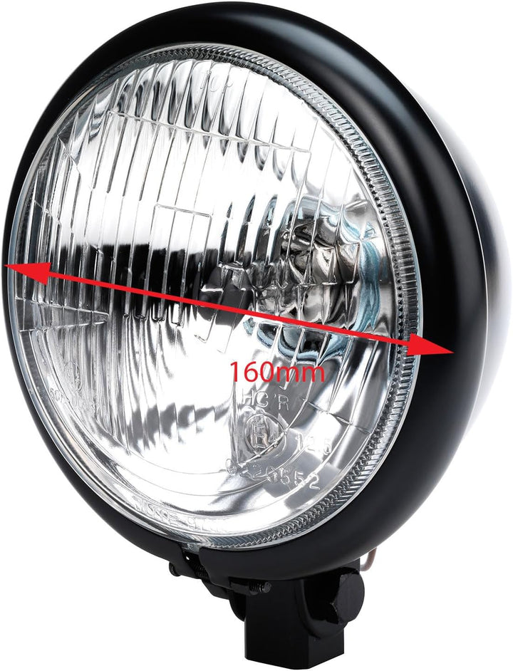 Germany Motorsports Motorrad Haupt Front Scheinwerfer Bullet Bates-Style schwarz E-geprüft universal