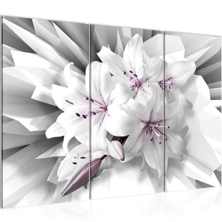 Runa Art Wandbilder Blumen Lilien Bild XXL Wohnzimmer Schlafzimmer Grau Violett Abstrakt 120 x 80 cm