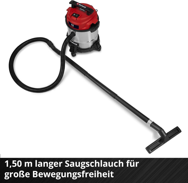 Einhell Nass-Trockensauger TC-VC 1240 S | 950 W | 180 mbar | 4 Lenkrollen | 12-L-Behälter | inkl. Fu