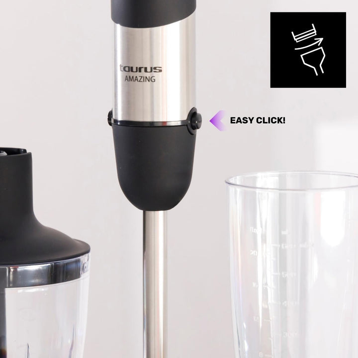 Taurus | Stabmixer -Set| 1000W | 20 Geschwindigkeitsstufen | Turbo-Funktion | 4 Edelstahlklingen | e