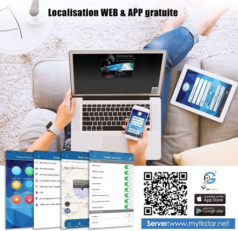 TKMARS 4G Mini GPS Tracker GPS Tracker Ohne ABO mit Kostenloser App, 32 Tage Standby-Zeit, Stark Mag