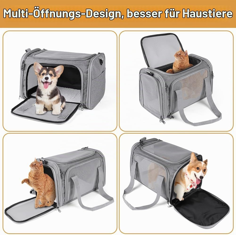 Hundebox faltbar, Hundetransportbox, Transporttasche für Katze Hund für Reise Auto Flugzeug, Leicht