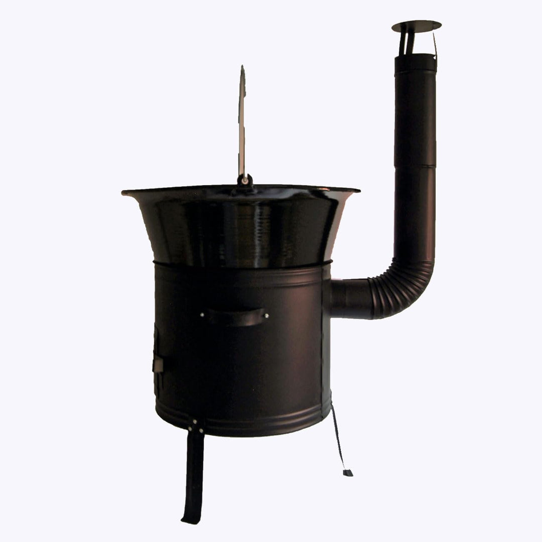 Set Ungarischer Holzofen 45 mit Gulaschkessel 50 L Emaille mit Bügel Gulaschkanone mit Suppentopf