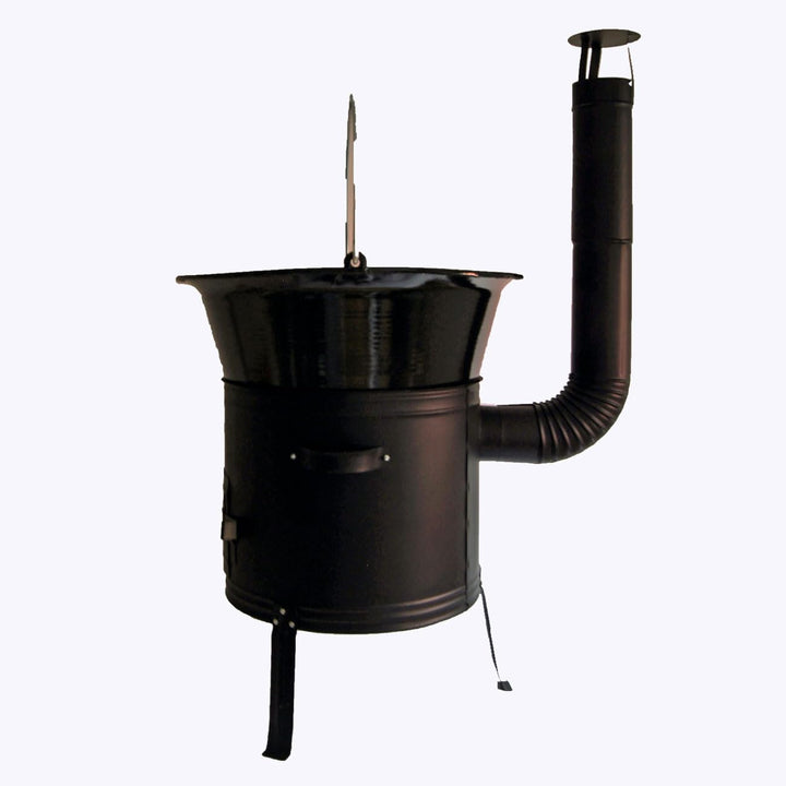 Set Ungarischer Holzofen 45 mit Gulaschkessel 50 L Emaille mit Bügel Gulaschkanone mit Suppentopf