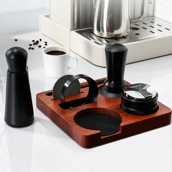 Espresso Zubehör Set 7tlg. – WDT Tool, Tamper, Distributor, Dosierring & Tamperstation | Barista Set