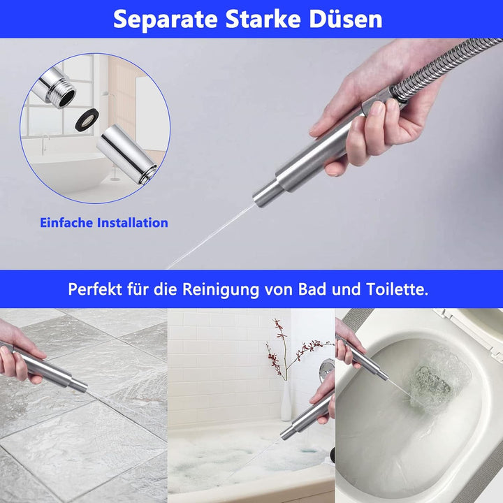 Duschkopf Edelstahl Gebürstet, Duschbrause Wassersparend, Brausekopf Hochdruck, Shower Head Handbrau