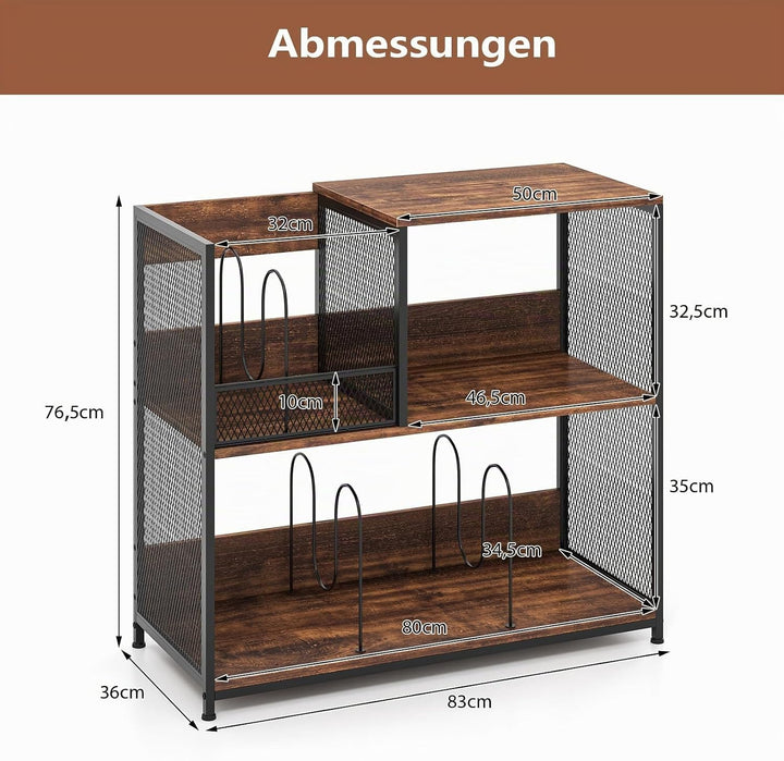 COSTWAY 3-stöckiger Plattenspielerständer für bis zu 300 Alben, Grammophontisch mit 3 herausnehmbare
