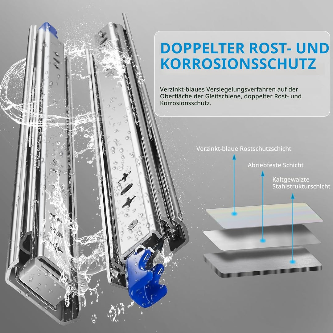 AOLISHENG schubladenschiene vollauszug 850 mm,Schwere schubladenführungen mit Schloss 80 kg Ladekapa