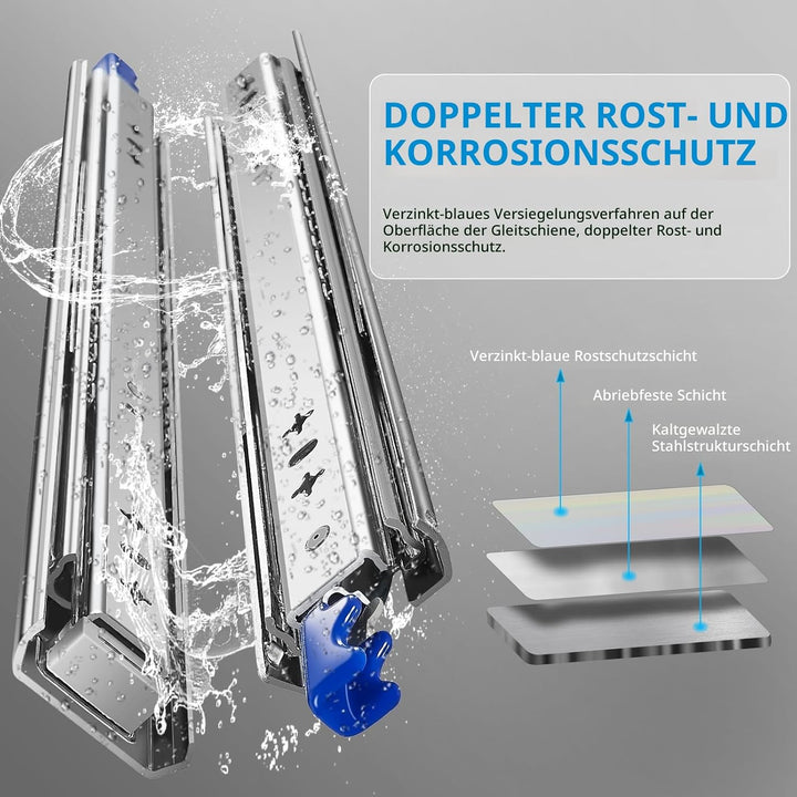 AOLISHENG schubladenschiene vollauszug 850 mm,Schwere schubladenführungen mit Schloss 80 kg Ladekapa