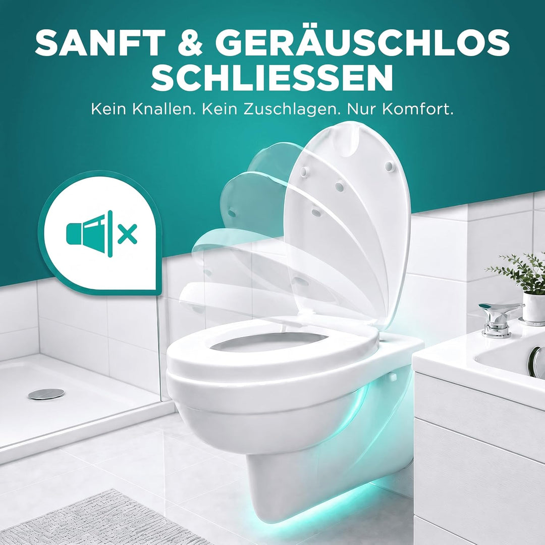 WC Sitzerhöhung 7,5cm inkl. Absenkautomatik für bequemes Sitzen & Aufstehen | Erhöhter Toilettensitz