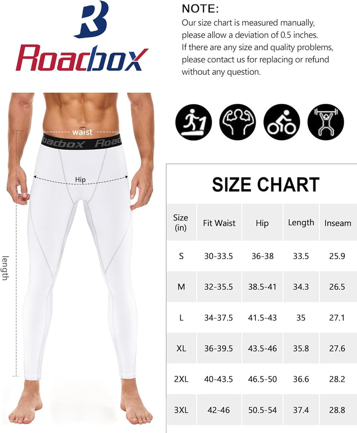 Roadbox Kompressionshose Herren Laufhose Lang für Sport, Training, Fitness, Radfahren, Yoga, Wandern