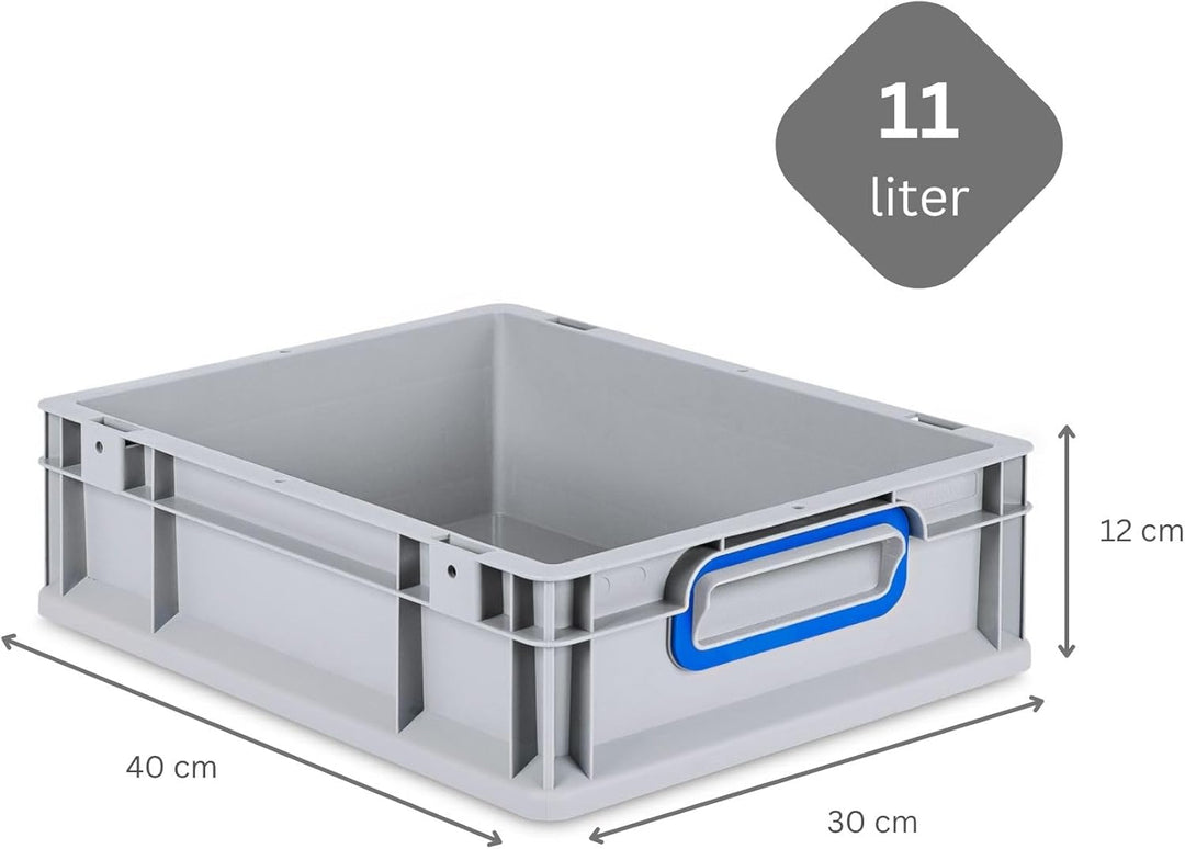 SparSet 5x Eurobox NextGen Color | HxBxT 12x30x40cm | 11 Liter | Griffe blau geschlossen | Glatter B