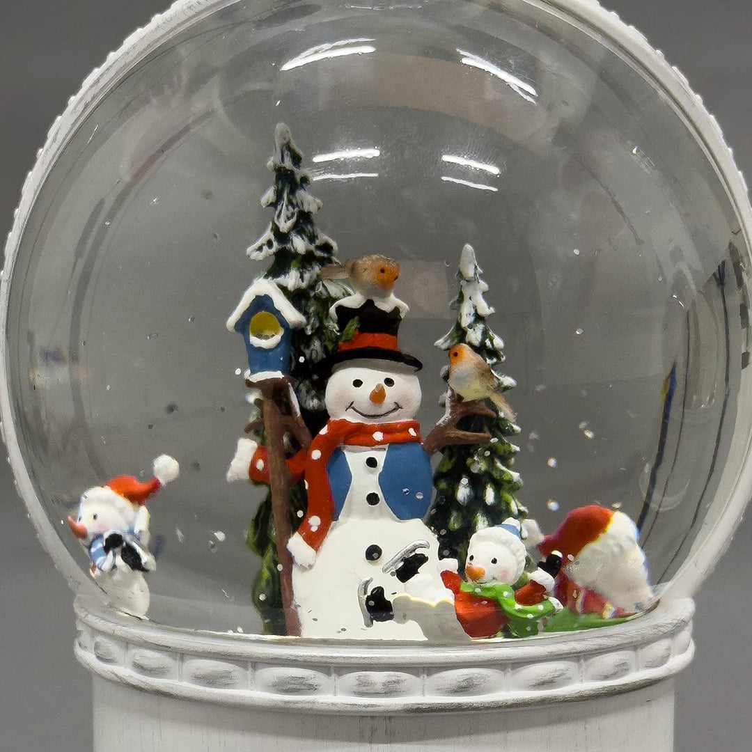 Konstsmide LED Kugellaterne, Schneemann mit Baum", weiss, wassergefüllt, wählbare Energiefunktion, m