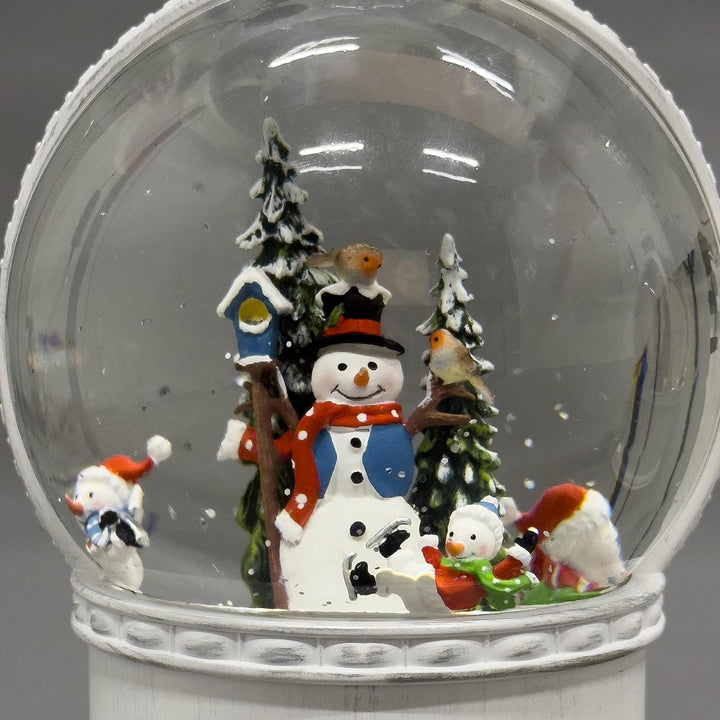 Konstsmide LED Kugellaterne, Schneemann mit Baum", weiss, wassergefüllt, wählbare Energiefunktion, m