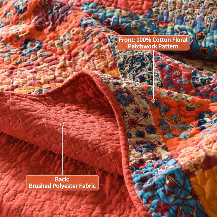 Qucover Tagesdecke Shabby chic 140 x 200 cm Patchwork Bettüberwurf 150x200 aus Baumwolle Gesteppte D