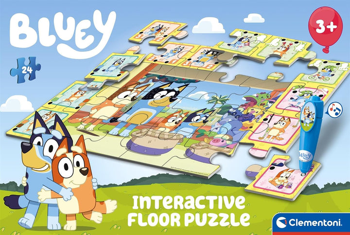 Clementoni Quiz-Bodenpuzzle - Bluey - Interaktives Puzzle mit Stift, Lernspiel für Kinder ab 3 Jahre