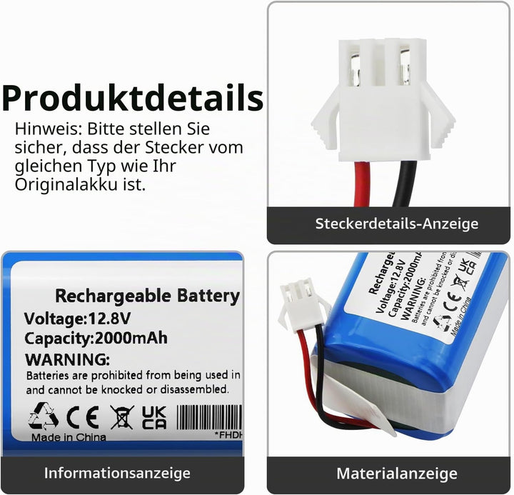 K KYUER 2000mAh Saugroboter Ersatzakku für Lefant M320 M210 M210 Pro M210P M210B M213 M213S M1 Robot