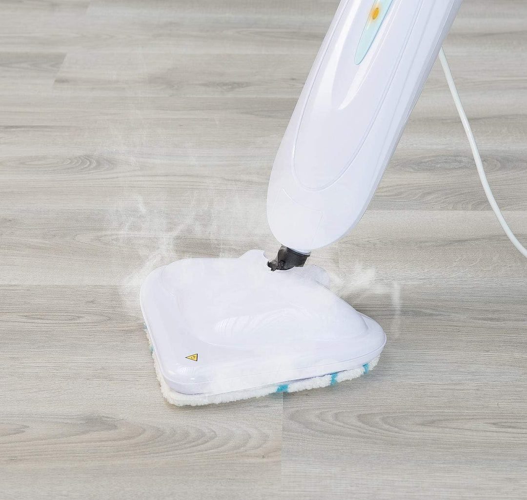 Sichler Haushaltsgeräte Dampfbesen: Kompakter Dampfreiniger mit 1.500 Watt, für Hart- und Teppichböd